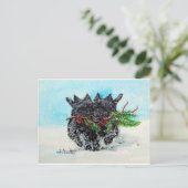 ケアーン・テリアのクリスマス シーズンポストカード (スタンド正面)