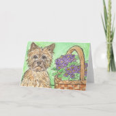 ケアーン・テリアのハッピーバースデーカードパンジーのバスケット カード (裏面)