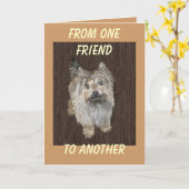 ケアーン・テリアの挨拶状 カード (黄色い花)