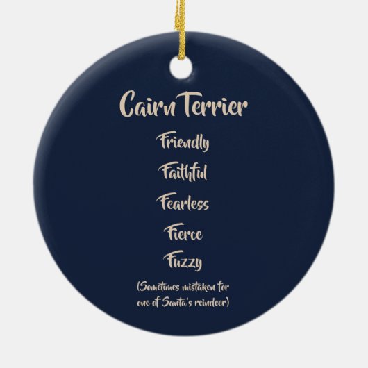 ケアーン・テリアの"トナカイ"のクリスマスのオーナメント セラミックオーナメント (裏面)