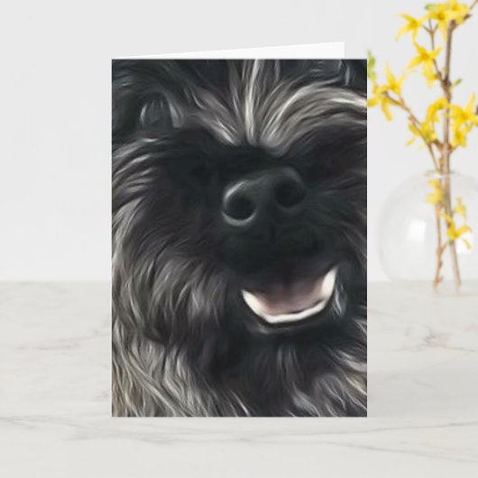 ケアーン・テリアのBrindle挨拶状 カード (黄色い花)