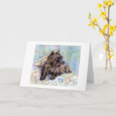 ケアーン・テリア犬のポートレートのブランクの挨拶状 カード (黄色い花)