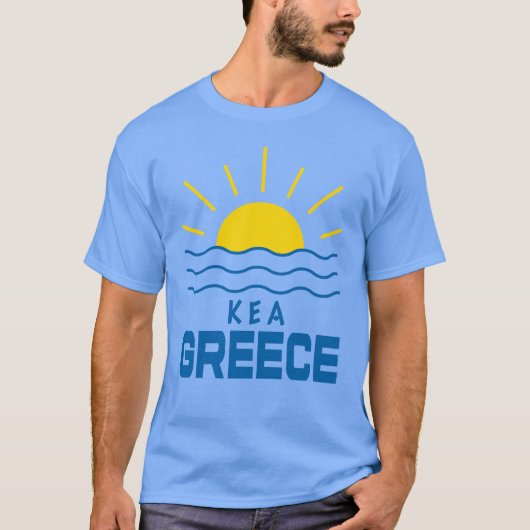 ケア・ギリシャ・サンシャイン・アンド・シー・メン・ブルー Tシャツ (正面)
