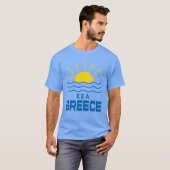 ケア・ギリシャ・サンシャイン・アンド・シー・メン・ブルー Tシャツ (正面フル)