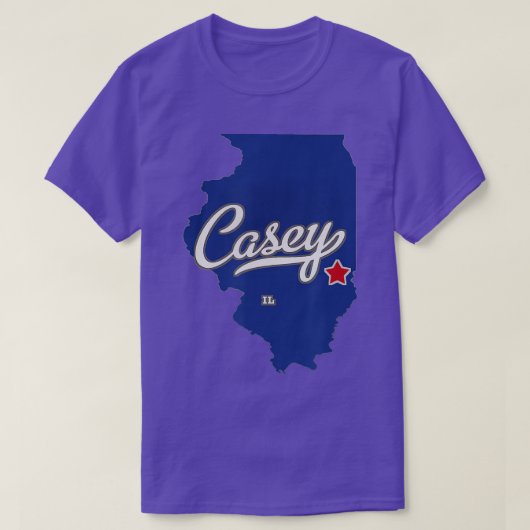 ケイシーイリノイのILの地図 Tシャツ (デザイン正面)