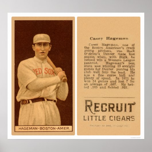 ケイシーヘイグマンレッドソックス野球1912 ポスター (正面)
