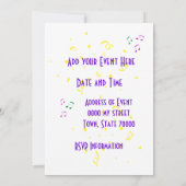 ケイジャン カニとアリゲーター フルール ド リス パーティー 招待状 (裏面)