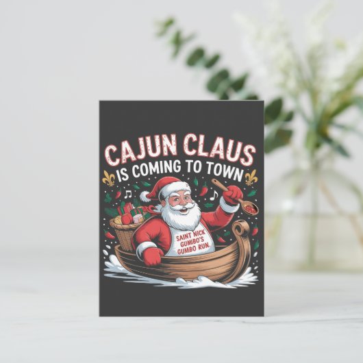 ケイジャン・クロースが町にやってくる クリスマスのクランプス インビテーションポストカード (スタンド正面)