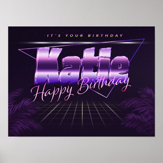 ケイティの名前Vorname lila retroポスターGeburtstag ポスター (正面)