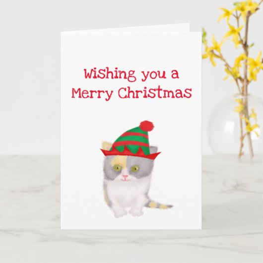 ケイティはクリスマスのカードを欲しがる子猫 カード (黄色い花)