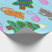 ケイティ・クリストフのクリスマスツリーの猫パターン ラッピングペーパー (角)