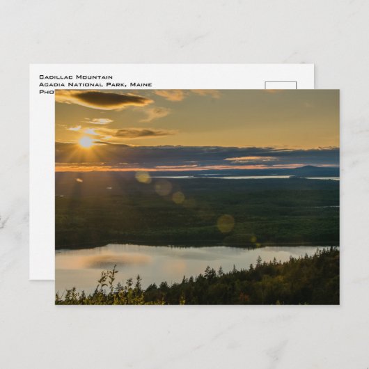 ケイディラック山での夕日、アカディア国立公園 ポストカード (正面/裏面)