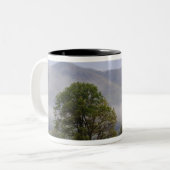 ケイディーズコーブの霧の牧草地とリッチマウンテン ツートーンマグカップ (正面左)