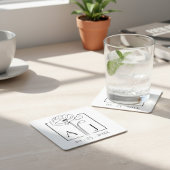 ケイトウのモノグラム スクエアペーパーコースター
