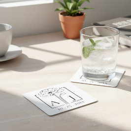 ケイトウのモノグラム スクエアペーパーコースター