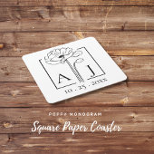 ケイトウのモノグラム スクエアペーパーコースター