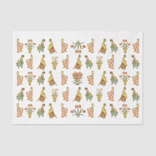 ケイトビクトリアングリーンウェイガールフラワーヴィンテージ子 薄葉紙 (正面)