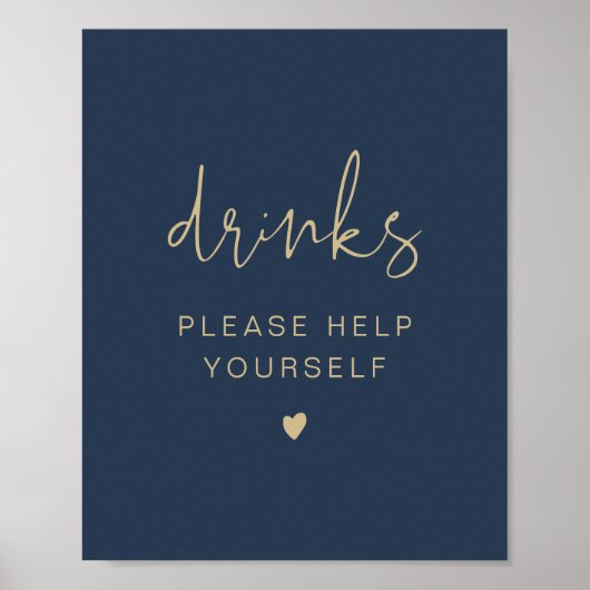 ケイトリンモダンネイビーと金ゴールドドリンクバーポスター ポスター (正面)