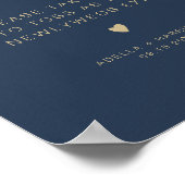 ケイトリンモダンネイビーと金ゴールド紙吹雪トスサイン ポスター (角)