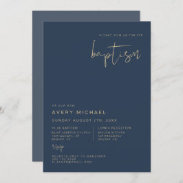 ケイトリンモダン海軍コンテンポラリーと金ゴールドバプテスマ 招待状
