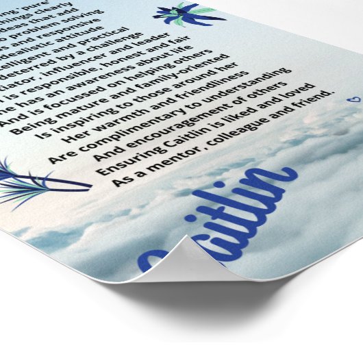 「ケイトリン」の詩 ポスター (角)