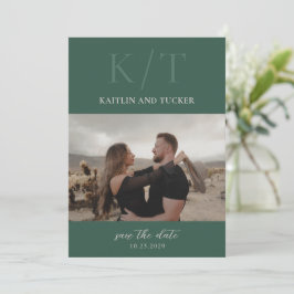 ケイトリン・ハンター グリーン ボールド モノグラム エレガント ウェディング セーブザデート