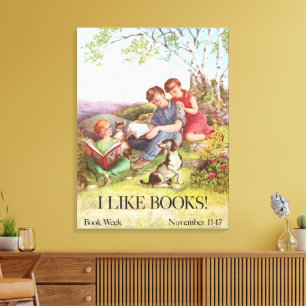 ケイト・セレディ 1962 ビンテージ "I Like Books" ポスター キャンバスプリント