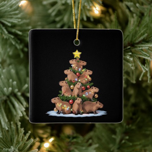ケイピバラクリスマスツリーギフトおもしろいクリスマスケイピー セラミックオーナメント (ツリー)