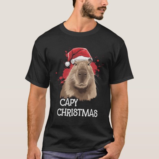 ケイピークリスマスクリスマスサンタハットパジャマローデント動物 Tシャツ (正面)