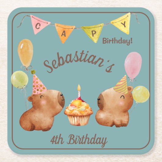 ケイピーズキュスト誕生日フィエスタ スクエアペーパーコースター (正面)