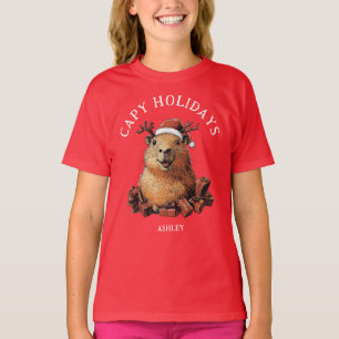 ケイピーホリデイズカワイイおもしろいケイピーバラメリークリスマス Tシャツ
