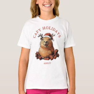 ケイピーホリデイズカワイイおもしろいケイピーバラメリークリスマス Tシャツ