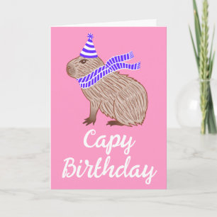 ケイピー誕生日おもしろいキャピバララバーラバーピンクグリーティング カード