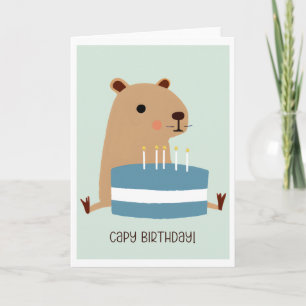 ケイピー誕生日おもしろいプニーキャピバラ&ケーキ カード