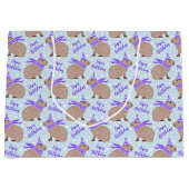 ケイピー誕生日キャピバラおもしろい動物愛好家 ラージペーパーバッグ (正面)