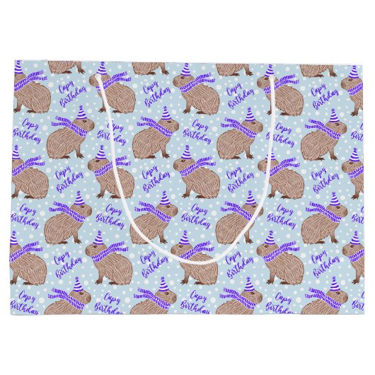 ケイピー誕生日キャピバラおもしろい動物愛好家 ラージペーパーバッグ (裏面)