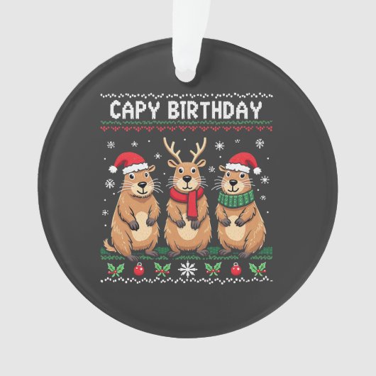 ケイピー誕生日醜いクリスマスセーターCapybara オーナメント (正面)