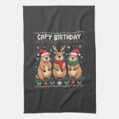 ケイピー誕生日醜いクリスマスセーターCapybara キッチンタオル (縦)