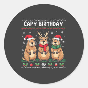 ケイピー誕生日醜いクリスマスセーターCapybara ラウンドシール