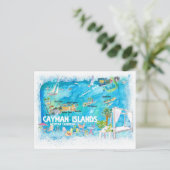 ケイマン図解入りの、写真付きの諸島の道路地図 ポストカード (スタンド正面)