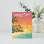 ケイマン島アットサンセットウォーター絵を描カラー ポストカード (スタンド正面)