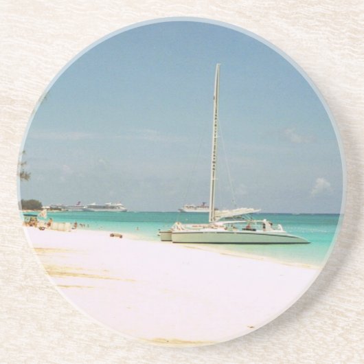 ケイマン島シーンを持つ砂岩コースター コースター (正面)