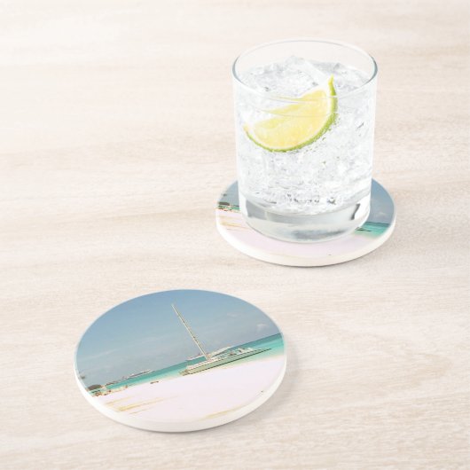 ケイマン島シーンを持つ砂岩コースター コースター (側面)