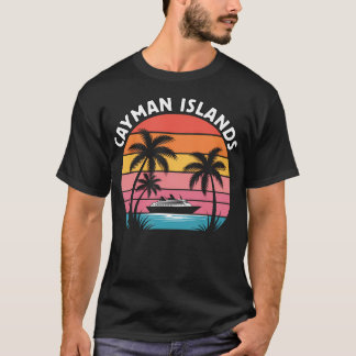 ケイマン諸島のバケーションサンセットヤシの木 Tシャツ