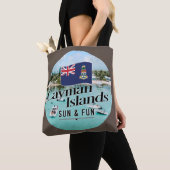 「ケイマン諸島サン&おもしろい」国旗 トートバッグ (クローズアップ)