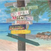 ケイマン諸島ビーチトラベル海ビニル シール (正面)