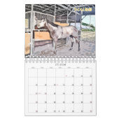 ケイメイ牧場 サラブレッドの引退馬 2頭のイラスト ダブル カレンダー (1月 2026)