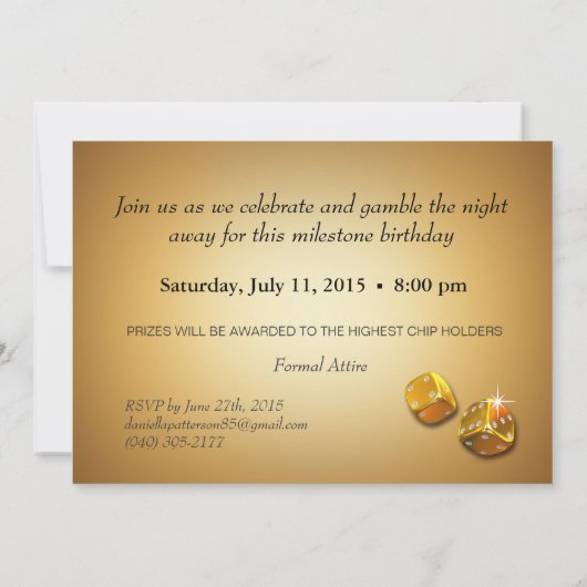 ケイレブのカジノパーティー 名前をチップに書きますのでお知らせください 招待状 (裏面)