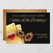 ケイレブのカジノ頼パーティーチップに名前を付ける 招待状 (正面/裏面)