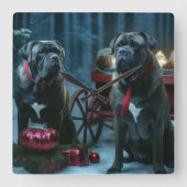 ケインコルソスノーイークリスマスデコール スクエア壁時計 (正面)